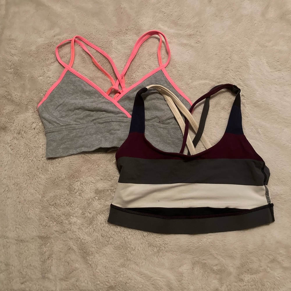 Lululemon sports bra gray pink/ purple white gray - size 4